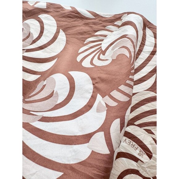 FREY WILLE Brown Ivory Sphinx Motif Silk Twill 69" x 20" Large Scarf Shawl - Picture 5 of 15